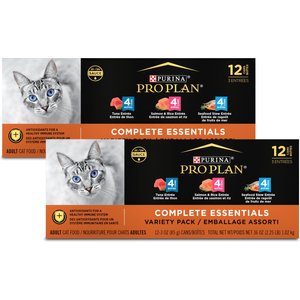 Purina Pro Plan Seafood Favorites Variety Pack Canned Wet Cat Food, 3-oz, case of 24