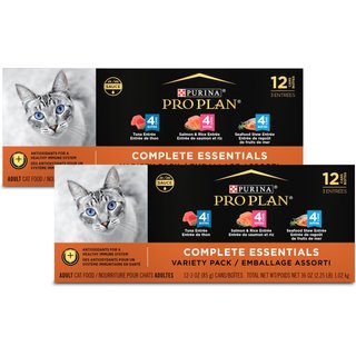 Purina Pro Plan Seafood Favorites Variety Pack Canned Wet Cat Food, 3-oz, case of 24 slide 1 of 9