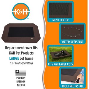 K&H Pet Products Original Pet Cot Replacement Dog Bed Cover, Chocolate, Large