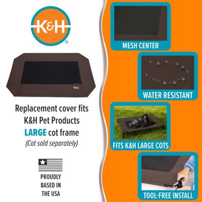 Show full view: K&H Pet Products Original Pet Cot Replacement Dog Bed Cover, Chocolate, Large slide 4 of 12