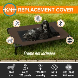 K&H Pet Products Original Pet Cot Replacement Dog Bed Cover, Chocolate, Large