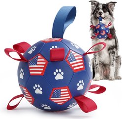 Nocciola Soccer Ball with Straps Dog Toy, Blue, Medium