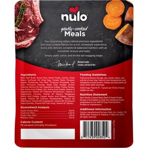 Nulo Gently-Cooked Meals Beef & Sweet Potato Recipe Wet Dog Food, 9-oz pouch, case of 8