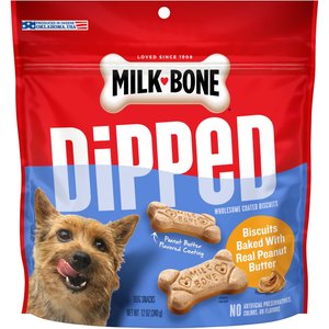 Milk-Bone Dipped Biscuits Baked with Real Peanut Butter Dog Treats, 12-oz bag
