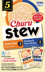 Inaba Churu Stew for Cats Chicken & Tuna Variety Pack Lickable Cat Treats, 1.05-oz pouch, 5 count