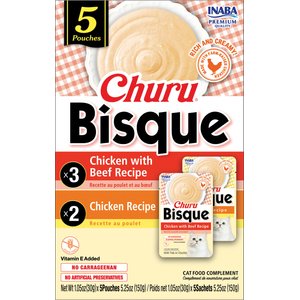 Inaba Churu Bisque for Cats Chicken Variety Pack Lickable Cat Treats, 1.05-oz pouch, 5 count
