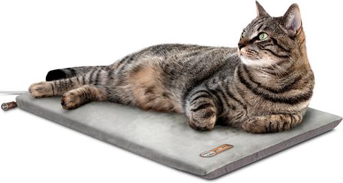Show full view: K&H Pet Products Thermo-Kitty Mat Heated Cat Bed, Gray  slide 2 of 12