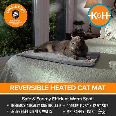 Show full view: K&H Pet Products Thermo-Kitty Mat Heated Cat Bed, Gray  slide 7 of 12