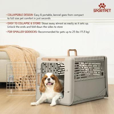 Show full view: SportPet Designs Collapsible Dog Kennel, Tan, Small: 24-in slide 5 of 10