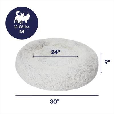 Show full view: Frisco Long Faux Fur Donut Cat & Dog Bed, Silver, Medium slide 2 of 10