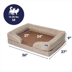 Frisco Plush Orthopedic Front Bolster Cat & Dog Bed w/Removable Cover, Beige, Medium slide 2 of 9
