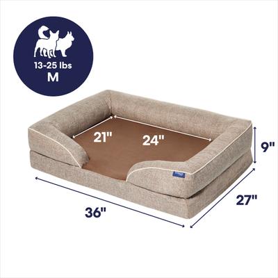 Show full view: Frisco Plush Orthopedic Front Bolster Cat & Dog Bed w/Removable Cover, Beige, Medium slide 2 of 10