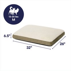 Frisco Faux Suede Pillow Cat & Dog Bed with Removable Cover, Khaki Green, Medium slide 2 of 9