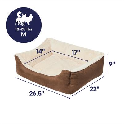 Show full view: Frisco Faux Suede Bolster Cat & Dog Bed, Brown, Medium slide 2 of 10