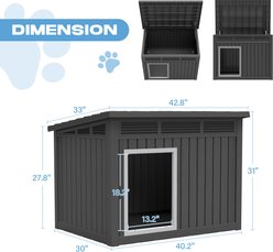 KAMABOKO Indoor & Outdoor Weatherproof & Removable Roof Dog House, Large, Black slide 2 of 7