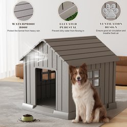 KAMABOKO Outdoor & Indoor Waterproof Ventilated Dog House with Window, 36.2 x 39 x 39-in, Grey slide 2 of 7
