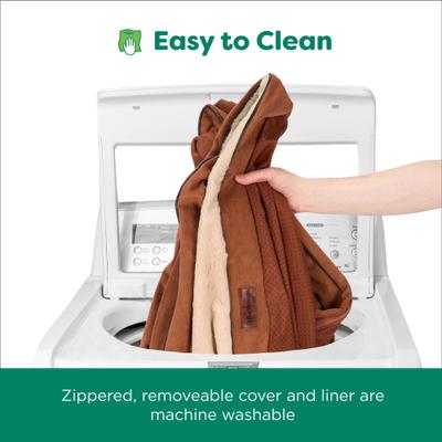 Show full view: FurHaven Plush & Cable Corduroy Comfy Couch Cooling Gel Dog Bed, Rust, Large slide 6 of 9