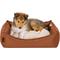 Show in main carousel: FurHaven Leather Look Cozy Couch Dog Bed, Camel, Small slide 1 of 8