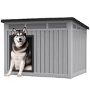 KAMABOKO Indoor & Outdoor Weatherproof & Removable Roof Dog House, Large, Grey