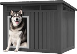 KAMABOKO Indoor & Outdoor Weatherproof & Removable Roof Dog House, Large, Black