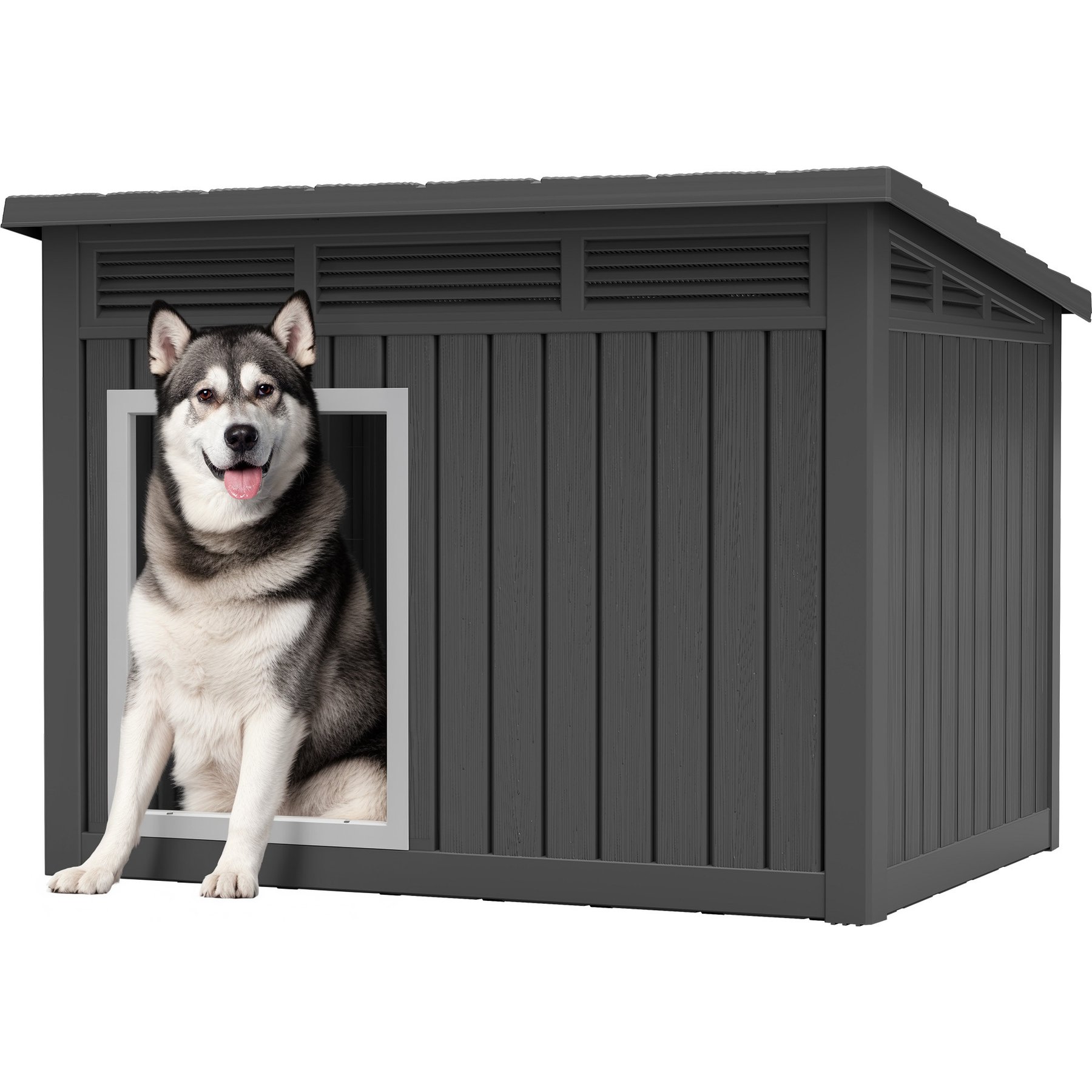 KAMABOKO Indoor & Outdoor Weatherproof & Removable Roof Dog House, Large, Black