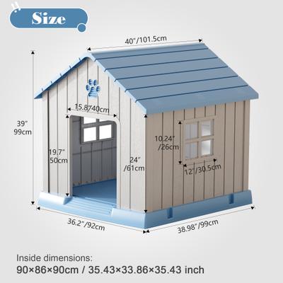 Show full view: KAMABOKO Outdoor & Indoor Waterproof Ventilated Dog House with Window, 36.2 x 39 x 39-in, Blue slide 3 of 9