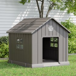 KAMABOKO Outdoor & Indoor Waterproof Ventilated Dog House with Window, 36.2 x 39 x 39-in, Grey