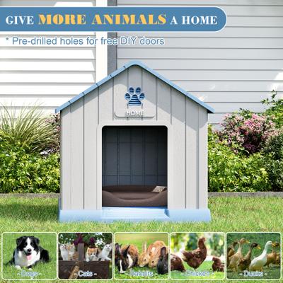 Show full view: KAMABOKO Outdoor & Indoor Waterproof Ventilated Dog House with Window, 31 x 31 x 33.5-in, Blue slide 6 of 7