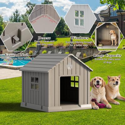 Show full view: KAMABOKO Outdoor & Indoor Waterproof Ventilated Dog House with Window, 31 x 31 x 33.5-in, Grey slide 4 of 8