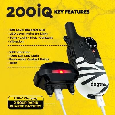 Show full view: Dogtra 200iQ 1 ZEBRA Waterproof Dog Training E-Collar, Multicolor slide 2 of 9