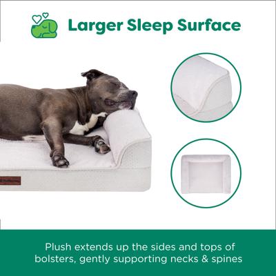 Show full view: FurHaven Plush & Embossed Velvet Dreamer Sofa Orthopedic Foam Dog Bed, Clay, Large slide 4 of 9