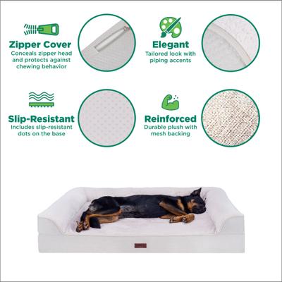 Show full view: FurHaven Plush & Embossed Velvet Dreamer Sofa Orthopedic Foam Dog Bed, Clay, Large slide 3 of 9