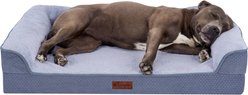 FurHaven Plush & Embossed Velvet Dreamer Sofa Orthopedic Foam Dog Bed, Steel Blue, Large