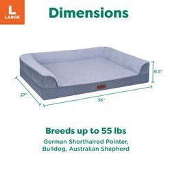 FurHaven Plush & Embossed Velvet Dreamer Sofa Orthopedic Foam Dog Bed, Steel Blue, Large slide 2 of 9