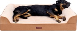 FurHaven Plush & Embossed Velvet Dreamer Sofa Orthopedic Foam Dog Bed, Cognac, Jumbo