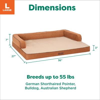Show full view: FurHaven Plush & Cable Corduroy Comfy Couch Cooling Gel Dog Bed, Rust, Large slide 8 of 9
