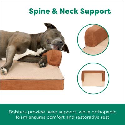 Show full view: FurHaven Plush & Cable Corduroy Comfy Couch Cooling Gel Dog Bed, Rust, Large slide 4 of 9