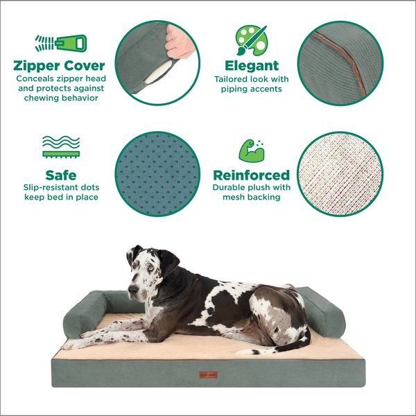 Show full view: FurHaven Plush & Cable Corduroy Comfy Couch Orthopedic Foam Dog Bed, Riverway, Medium slide 3 of 9