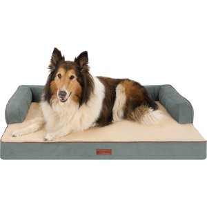 FurHaven Plush & Cable Corduroy Comfy Couch Cooling Gel Dog Bed, Riverway, Jumbo