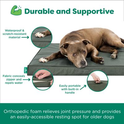 Show full view: FurHaven Premium Indoor-Outdoor Deluxe Mattress Cooling Gel Dog Bed, Dark Olive, Jumbo slide 4 of 9