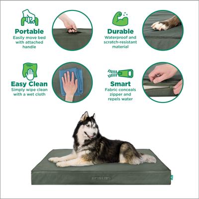 Show full view: FurHaven Premium Indoor-Outdoor Deluxe Mattress Cooling Gel Dog Bed, Dark Olive, Jumbo slide 3 of 9