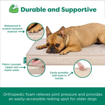 Show full view: FurHaven Premium Indoor-Outdoor Deluxe Mattress Cooling Gel Dog Bed, Biscuit, Large slide 4 of 9