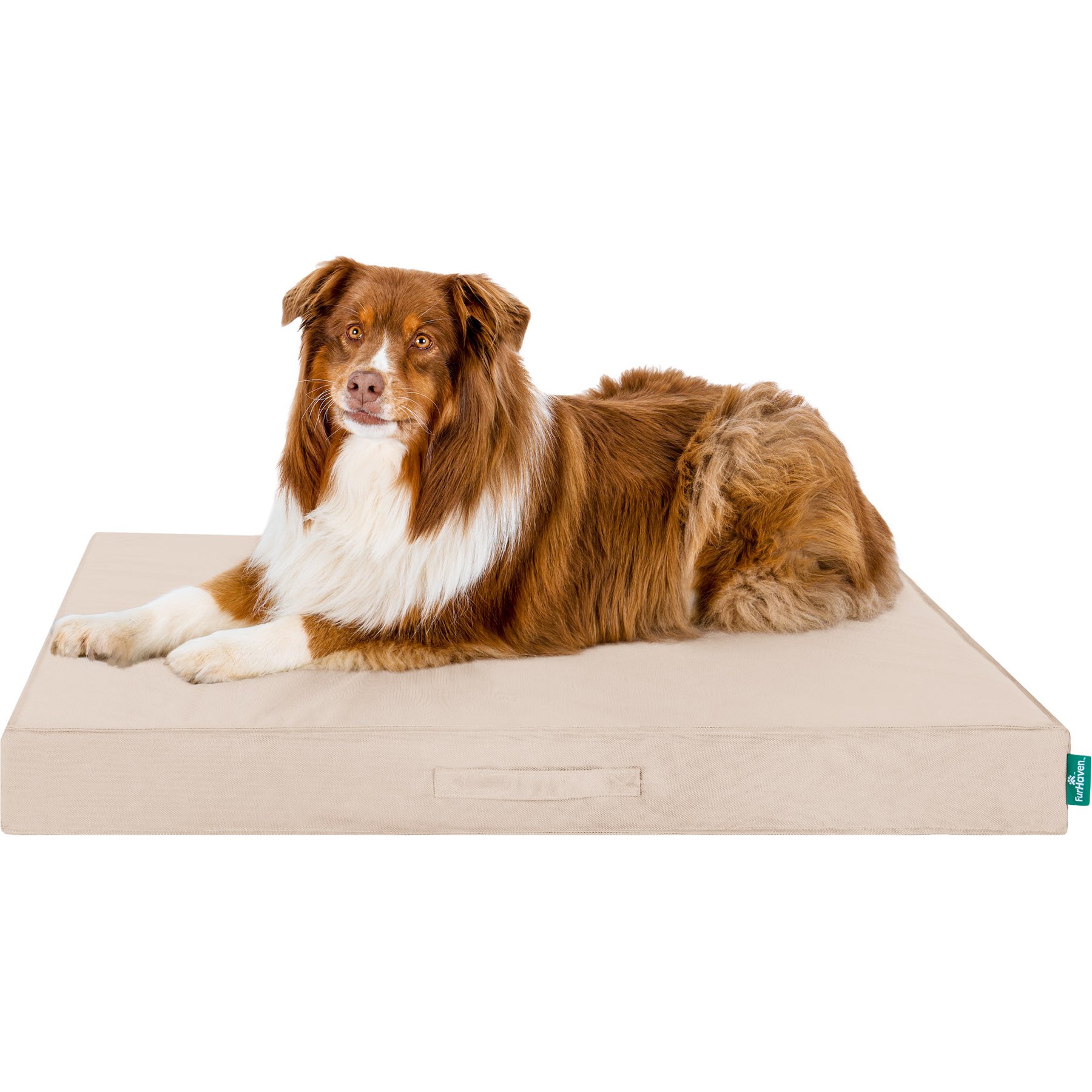FurHaven Premium Indoor/Outdoor Orthopedic Deluxe Mattress Flat Dog Bed, Biscuit, Jumbo: 40-in