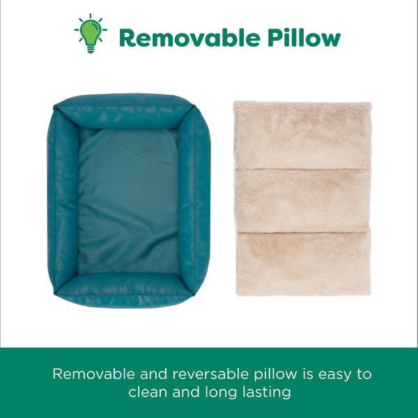 Show full view: FurHaven Leather Look Cozy Couch Dog Bed, Teal, Small slide 5 of 8