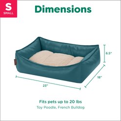FurHaven Leather Look Cozy Couch Dog Bed, Teal, Small slide 2 of 8
