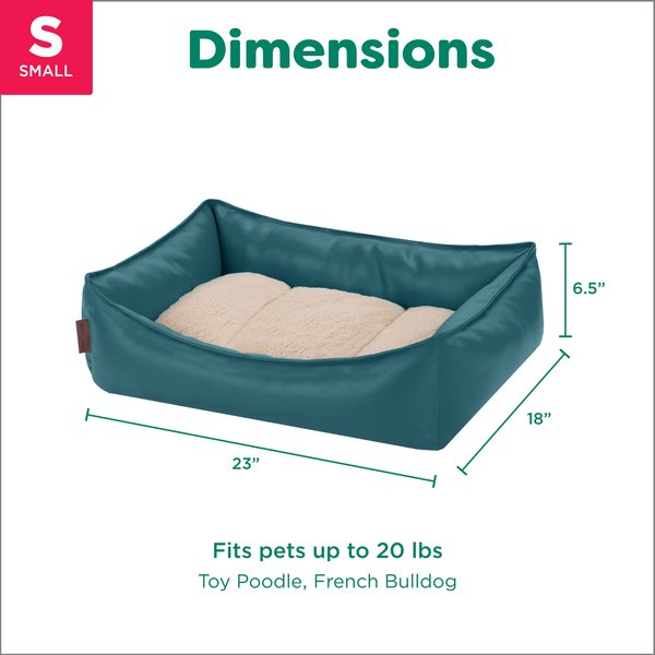 Show full view: FurHaven Leather Look Cozy Couch Dog Bed, Teal, Small slide 7 of 8