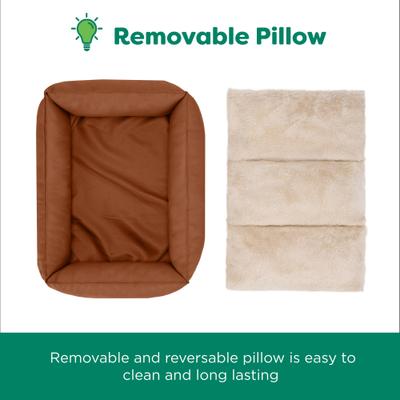 Show full view: FurHaven Leather Look Cozy Couch Dog Bed, Camel, Medium slide 6 of 9