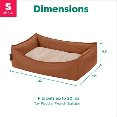 Show full view: FurHaven Leather Look Cozy Couch Dog Bed, Camel, Small slide 7 of 8