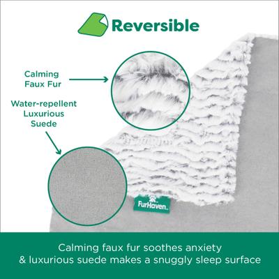 Show full view: FurHaven Birch Faux Fur & Suede Waterproof Dog Blanket, Gray, Medium slide 6 of 9