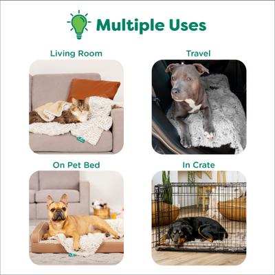 Show full view: FurHaven Birch Faux Fur & Suede Waterproof Dog Blanket, Gray, Medium slide 5 of 9